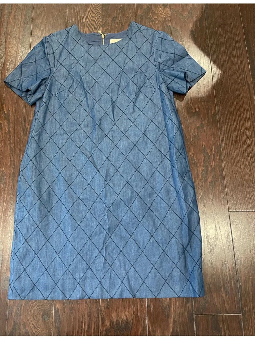 Kate Spade quilted chambray denim shift dress Diamond Stitch Pattern Size 6